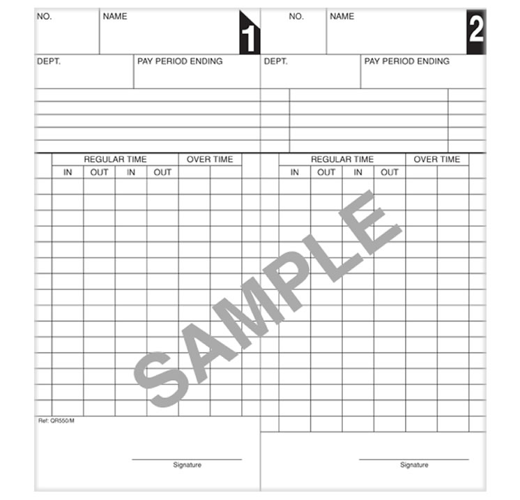 QR550 Monthly Clock Card